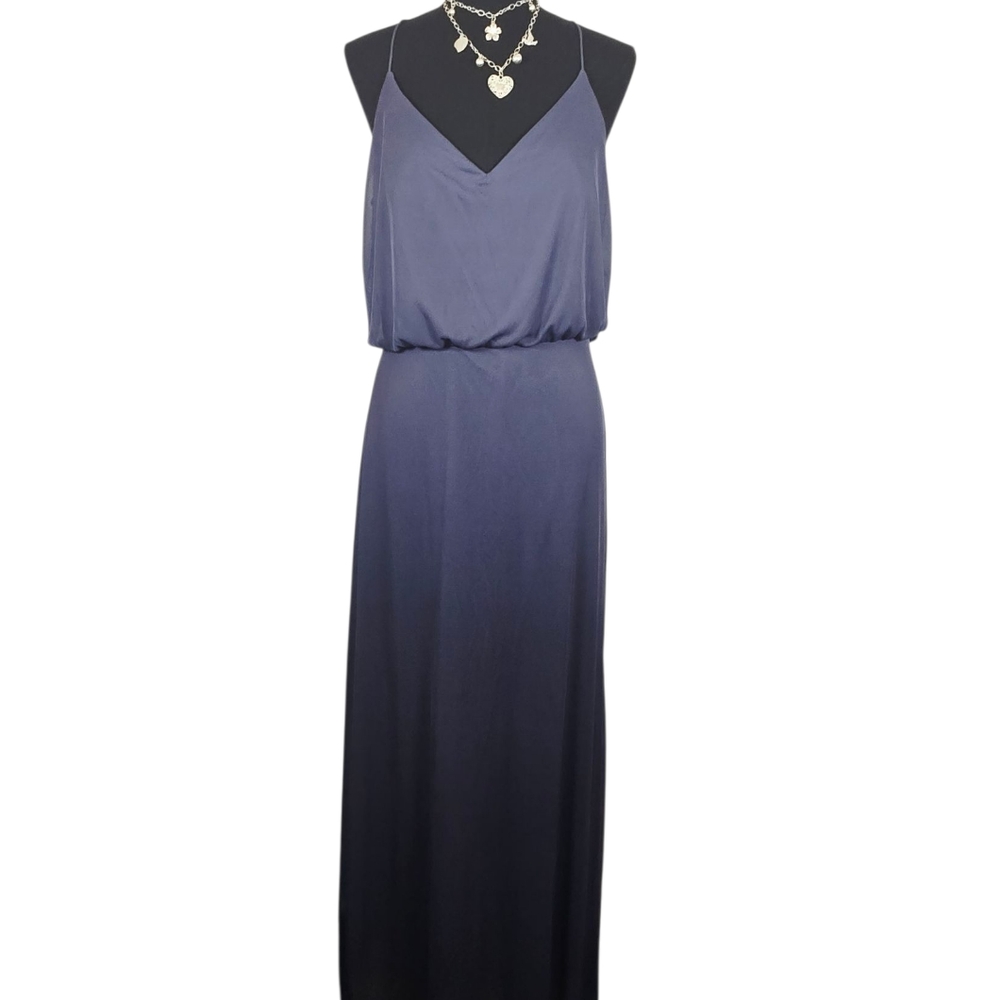 Alfred Sung D739 Deep Onyx Gown Sz 10 Formal Spaghetti Strap Evening Dress 60” - Picture 13 of 15